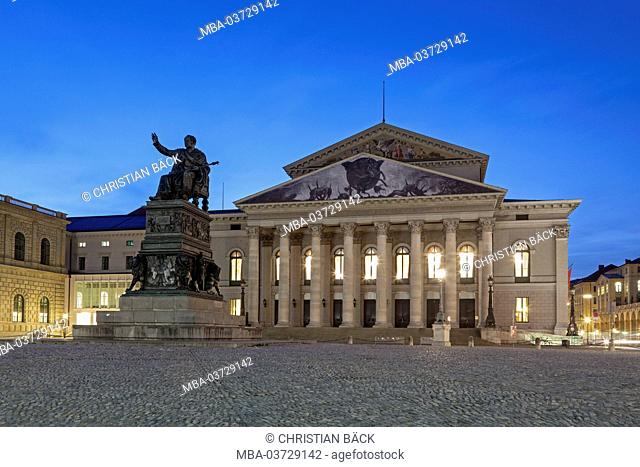 National theatre with Max's Joseph monument on the Max's Joseph square, Munich, city centre, Upper Bavaria, Bavaria, Germany