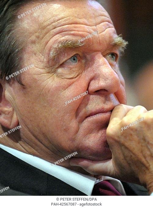 Former German Chancellor Gerhard Schroeder (SPD) attends a ceremonial act of the Hanoveranian chapter of the SPD, celebrating the 150th anniversary of the SPD