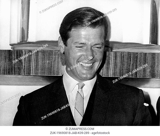 Aug. 18, 1969 - Location Unknown - ROGER MOORE, born October 14, 1927, is an English actor and film producer, most well known for his roles as secret agent...