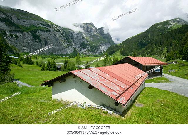 A high Alpine valley at Bargis in Switzerland