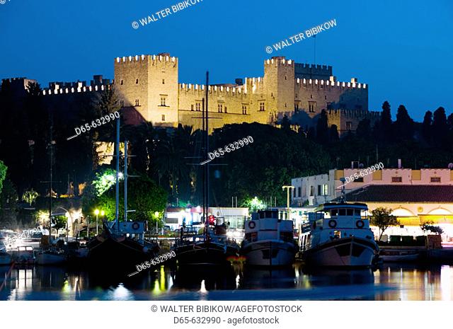 Palace of the Grand Masters (14th century). Evening. Rhodes. Dodecanese, Greece