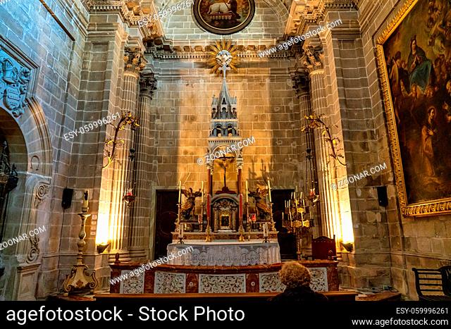 Interior of the Dome of the Jerez de la Frontera Cathedral, Catedral de San Salvador. Cadiz, Andalusia, Spain