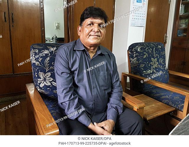 Indian kournalist, activist and businessman Chandra Bhan Prasad, sitting in his office in New Delhi, India, 8 July 2017. Prasad is a member of the Dalit caste