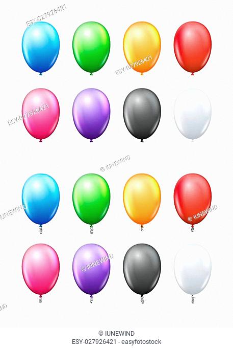 Colored realistic vector balloons set, isolated on white