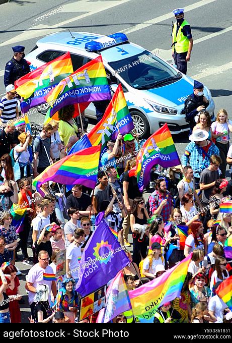 Marsz rownosci (Equality march), LGBT pride, LGBT Parade, Pride Parade, Lodz 2021, Poland, Europe