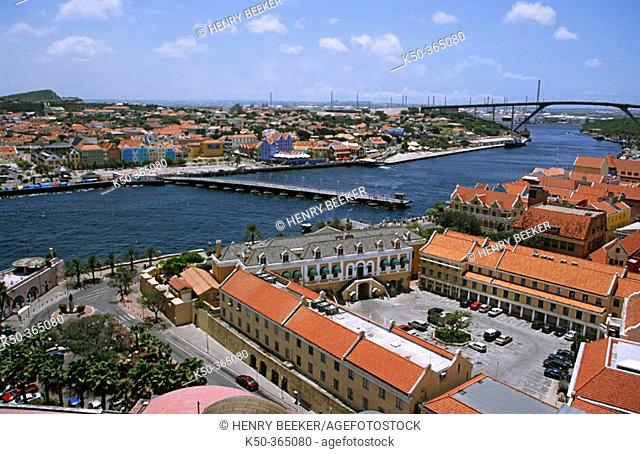 Fort Amsterdam overlooking the St Anabay harbour entrance of Willemstad, Curaçao. Netherlands Antilles. The historic city of Willemstad is also listed on the...