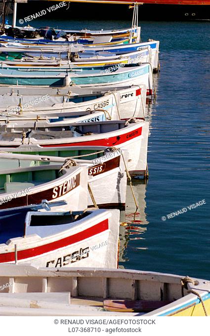 Painted boats in the Port of Cassis. Cassis. France