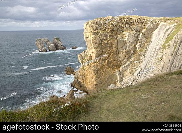 Cliffs and Rocks at Portio Beach, Santander, Cantabria, Spain