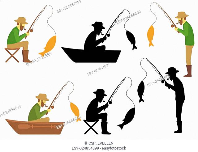 fishing vector illustration, fisher