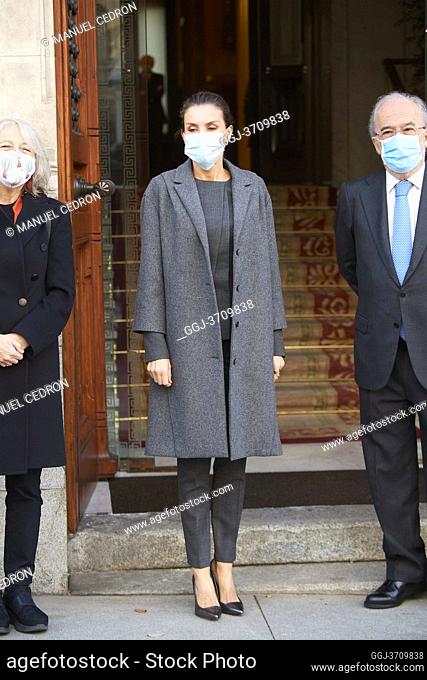 Queen Letizia of Spain attends Meeting of the Urgent Spanish Foundation 'FundeuRAE' at Royal Academy of Language on December 4, 2020 in Madrid, Spain