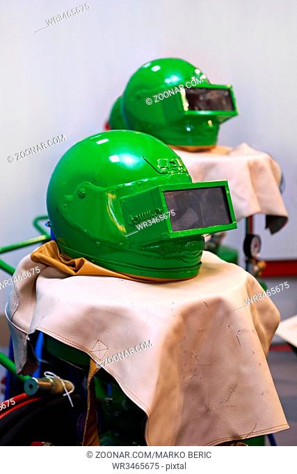 Green Helmet Protection Equipment for Sandblasting