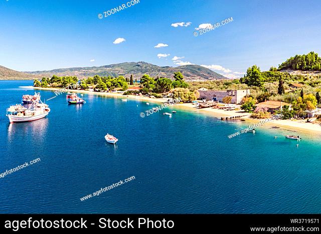The beach Limani (Mylos) in Gialtra Bay in Evia island, Greece