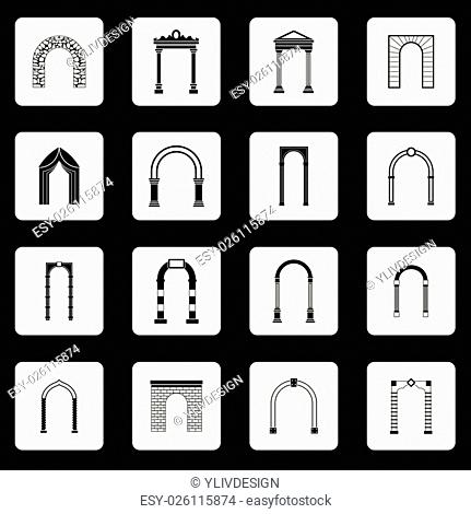 Arch icons set in simple style. Architectural arches frame set collection vector illustration