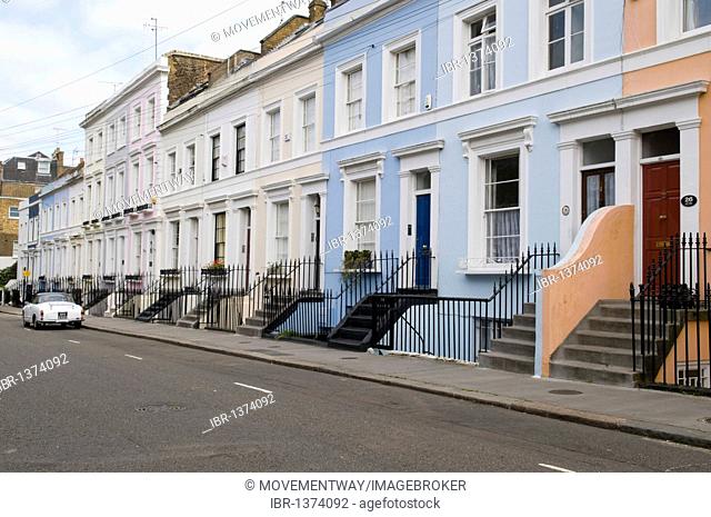 Terraced houses in Notting Hill, London, England, United Kingdom, Europe