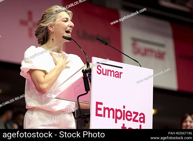 Madrid, Spain; 02.04.2023.- The current Minister of Labor, Yolanda Díaz, launches her candidacy for the 2023 general elections in Spain for Sumar