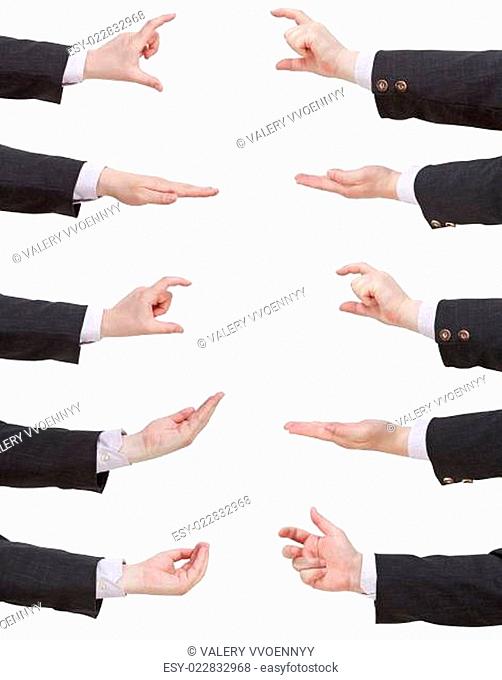 set of businessman hands showing sizes