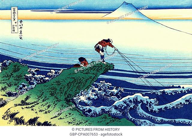 Japan: ‘Kajikazawa in Kai Province’—one of a woodblock print series by Katsushika Hokusai titled ‘36 Views of Mount Fuji’
