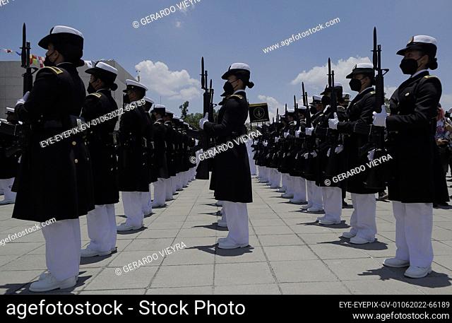 MEXICO CITY, MEXICO - JUN 1: Military of the Mexican Navy take part during the ceremony during the commemoration of the Mexico's Navy Day