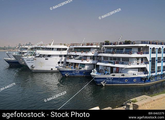 Cruise ships, jetty, pier, Luxor, Egypt, Africa