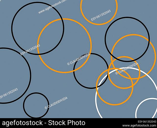Abstract minimalist orange white grey illustration with circles and slate gray background
