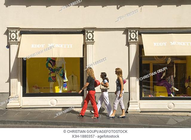 luxury trendy fashion shop Eddy Monetti in S Caterina street, Chiaia district, Naples, Campania region, southern Italy, Europe