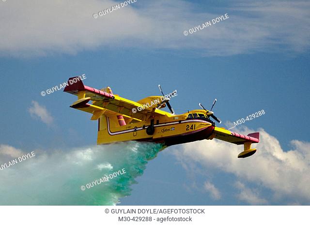 Canadair waterbomber during airshow. Bagotville military base, Quebec, Canada