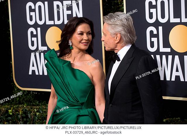 Golden Globe nominee Michael Douglas and Catherine Zeta-Jones attend the 76th Annual Golden Globe Awards at the Beverly Hilton in Beverly Hills, CA on Sunday