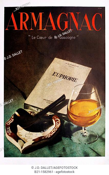 Ad in a magazine in the 1950's: 'Armagnac, le Coeur de la Gascogne', France