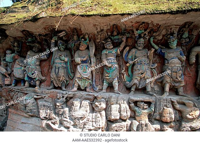 Cave Nr. 5, Archaeological Site Of Dazu Caves, Sculptures Of Tang Dynasty (Xi Sec.), Baodingshan, Sichuan, China, Unesco World Heritage 1999