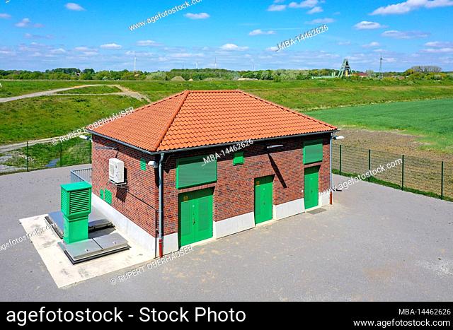 Pumping station on the Lippe, flood protection, Marl, North Rhine-Westphalia, Germany