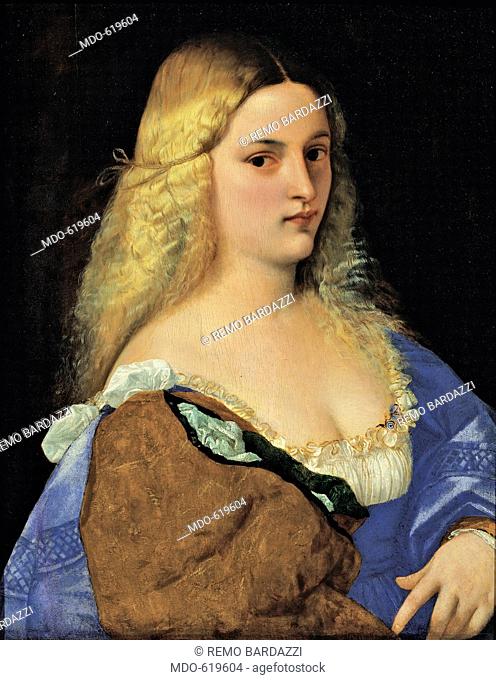 Violante (La Bella Gatta), by Vecellio Tiziano known as Titian, 1515 - 1518, 16th Century, Unknow. Austria, Wien, Kunsthistorisches Museum. All