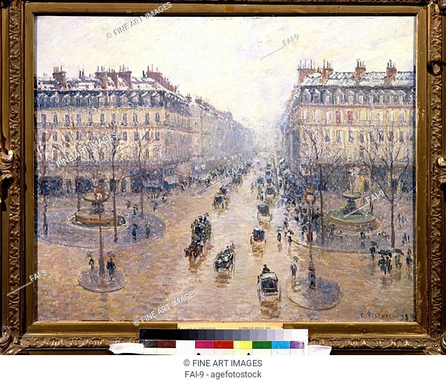 L'Avenue de l'Opéra. Snow. Morning. Pissarro, Camille (1830-1903). Oil on canvas. Impressionism. 1898. State A. Pushkin Museum of Fine Arts, Moscow
