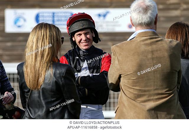 2015 Newton Abbot Races Apr 30th. 30.04.2015. Newton Abbot, England. Newton Abbot Races. Top jockey Richard Johnson smiles with trainer and owners of Thomas...