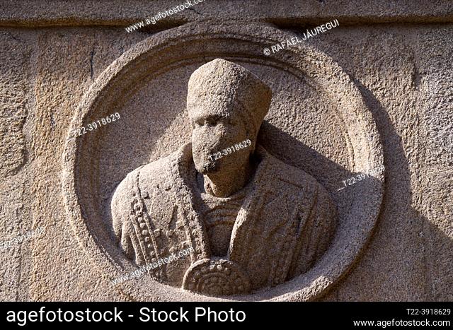 Santiago de Compostela (Galicia) Spain. Architectural detail on the exterior of the Cathedral of Santiago de Compostela in the city of Santiago de Compostela