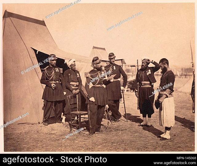 [Zouaves, Camp de Châlons]. Artist: Gustave Le Gray (French, 1820-1884); Date: 1857; Medium: Albumen silver print from glass negative; Dimensions: Image: 27