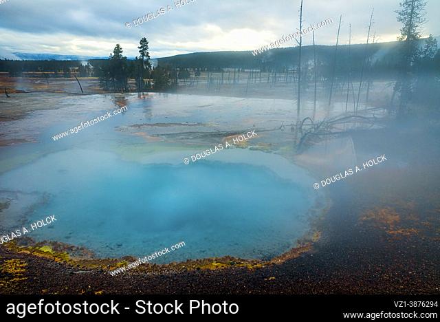 Steam Rises from Hot Springs along Fire Hole Lake Drive Yellowstone NP MT USA 2