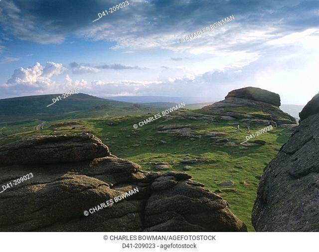 Landscape at Hay Tor (isolated weathered rock). Dartmoor. Devon. England