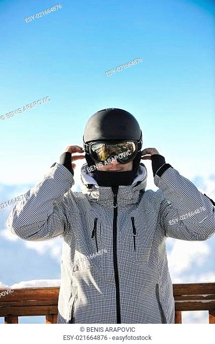 man winter snow ski