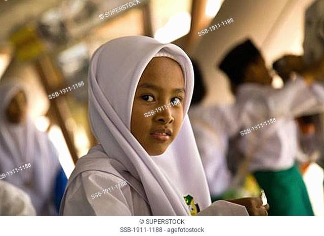 Muslim school children View from KL Tower capital city of Kuala Lumpur Malaysia Peninsula Malaysia SE Asia