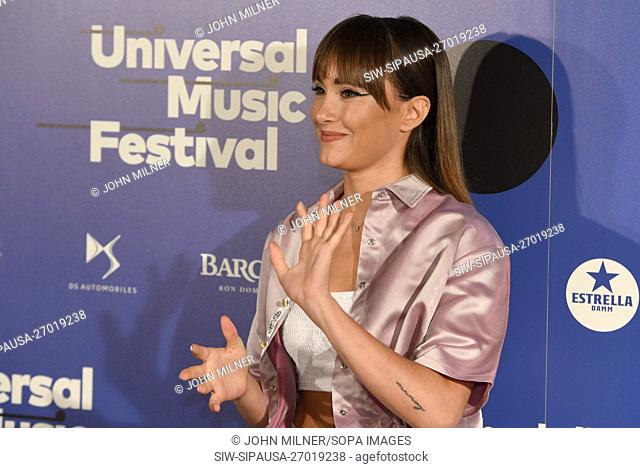 Spanish singer Aitana Ocaña attends a photocall before her concert at Teatro Real in Madrid. (Photo by John Milner / SOPA Images/Sipa USA)