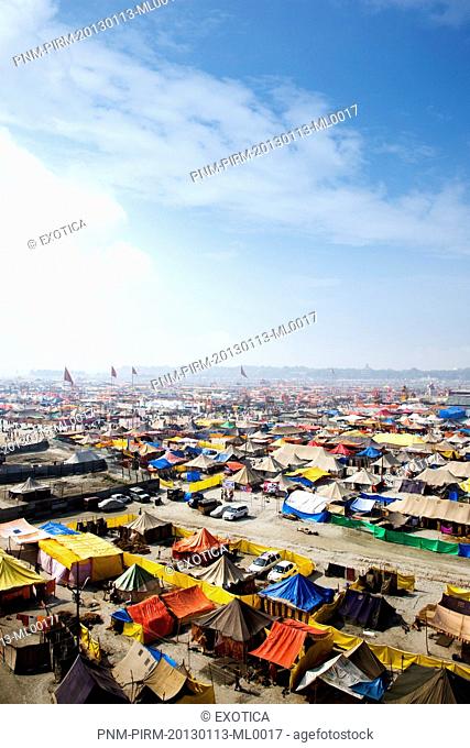 Temporary tents for pilgrims attending the Kumbh Mela, Allahabad, Uttar Pradesh, India