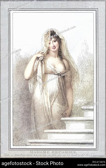 Madame Recamier. Full name, Jeanne Françoise Julie Adélaïde Récamier. 1777 - 1849. French socialite. After a work by Antoine Cardon from the drawing Richard...