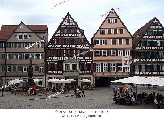 05. 06. 2017, Tuebingen, Baden-Wuerttemberg, Germany, Europe - The market square in Tuebingen's old town