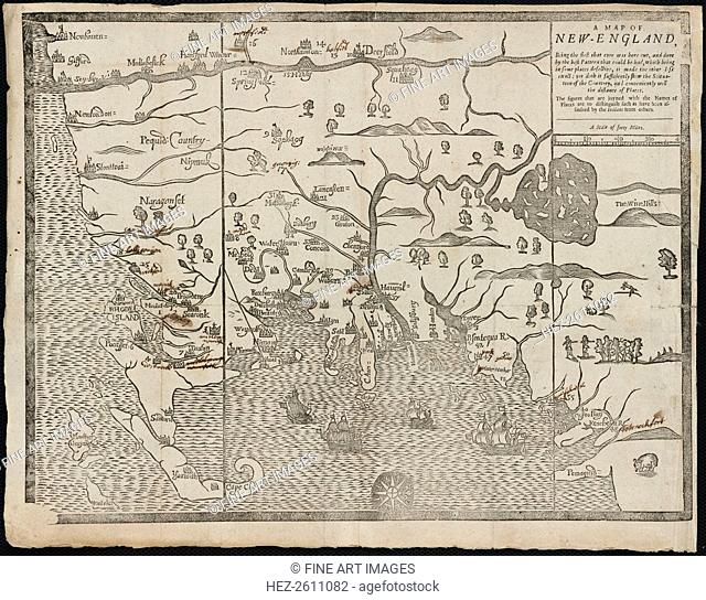 The map of New England (From: William Hubbard's The Present State of New-England), 1677. Artist: Foster, John (17th century)