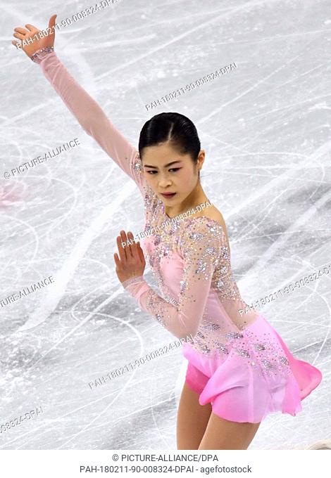 Satoko Miyahara of Japan in action during the Olympic women's single short programme in the Gangneung Ice Arena in Gangneung, South Korea, 11 February 2018