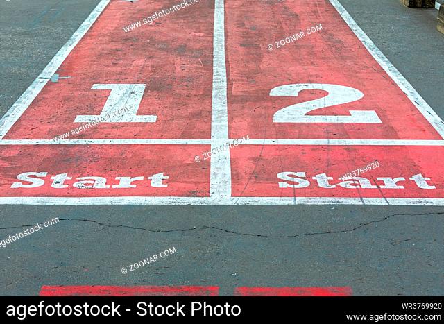 Start Position at Red Running Sports Track