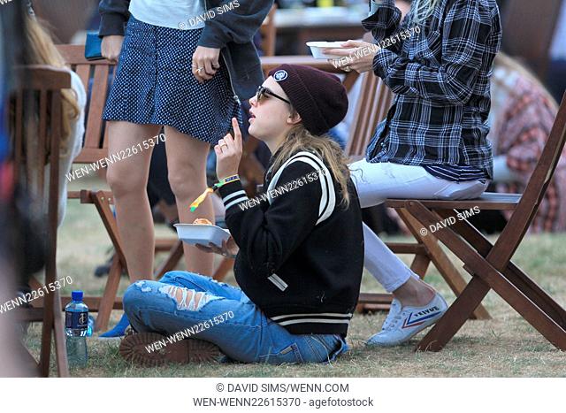 Cara Delevingne watches Grace Jones' performance at the Barclaycard British Summer Time Hyde Park concert Featuring: Cara Delevingne Where: London