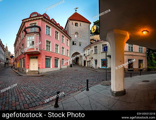 Tallinn Down Town and Tower Gate to the Upper Town, Tallinn, Estonia