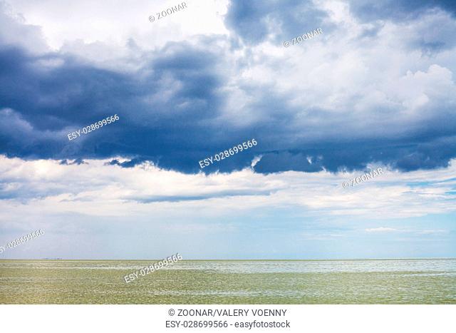 dark blue storm clouds over Sea of Azov