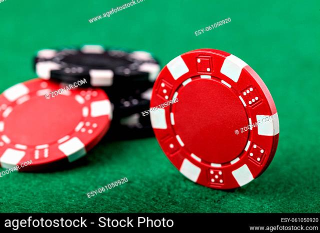 Casino chips on the green table